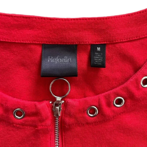 Rafaella Red Zip Knit Top M - Picture 3 of 3